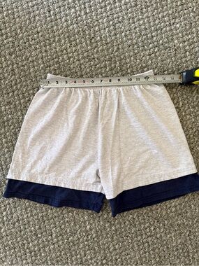 Vintage 90’s Light Gray Athletic Lounge Shorts with Navy Layered Hem